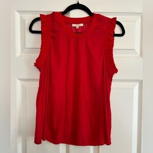 Red Sleeveless Ruffle Top